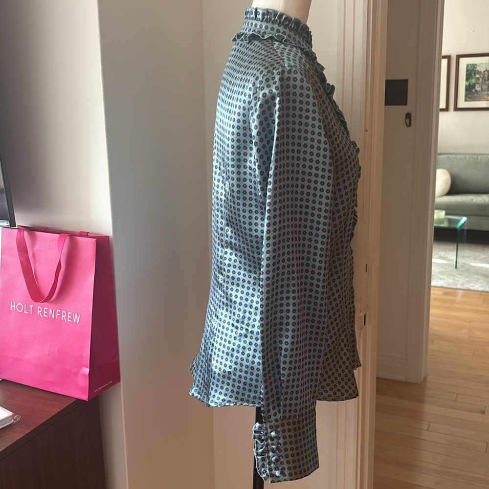 Satin Ruffled Button Down Blouse/Top - Picture 4 of 11